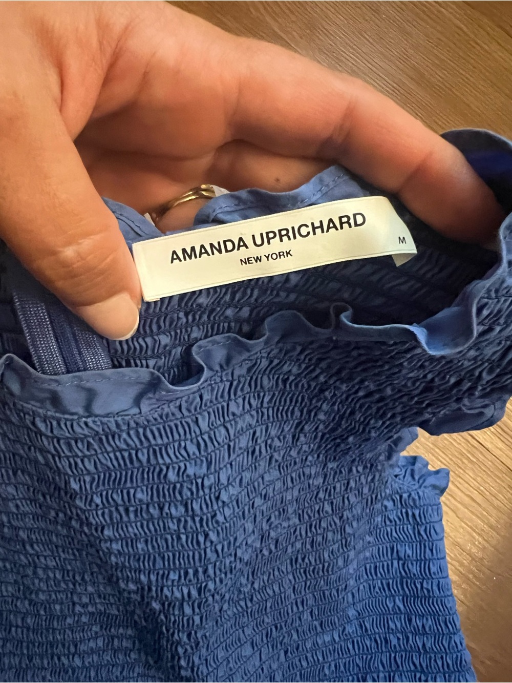 Amanda Uprichard Blue Smocked Ruffle Sundress - Picture 4 of 6